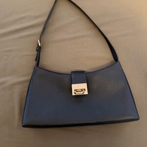 Salvatore Ferragamo Navy Shoulder Bag with Gold Accent